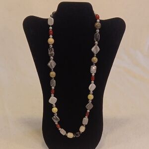 Artisan Handmade Beaded Necklace in Multiple Earthy Tones And Shapes